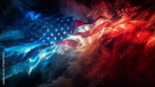 A creative representation of the American flag with vibrant fireworks, symbolizing celebration and patriotism.