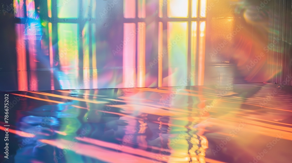 Obraz premium Prismatic Light Leaks Overlays Mockup