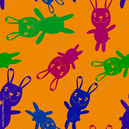 Easter animals bunnies seamless rabbit pattern for wrapping paper and kids clothes print and party accessories © Tetiana
