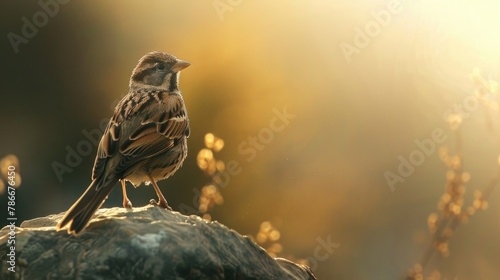 Sparrow Lark with Ashen Crown Captured in Native Environment photo