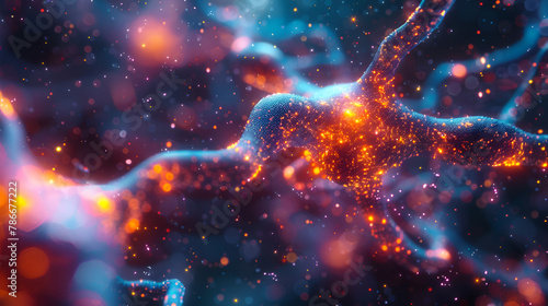 Neuron close-up nerve node neural network close, Closeup of a nanobot repairing damaged cells futuristic glow 