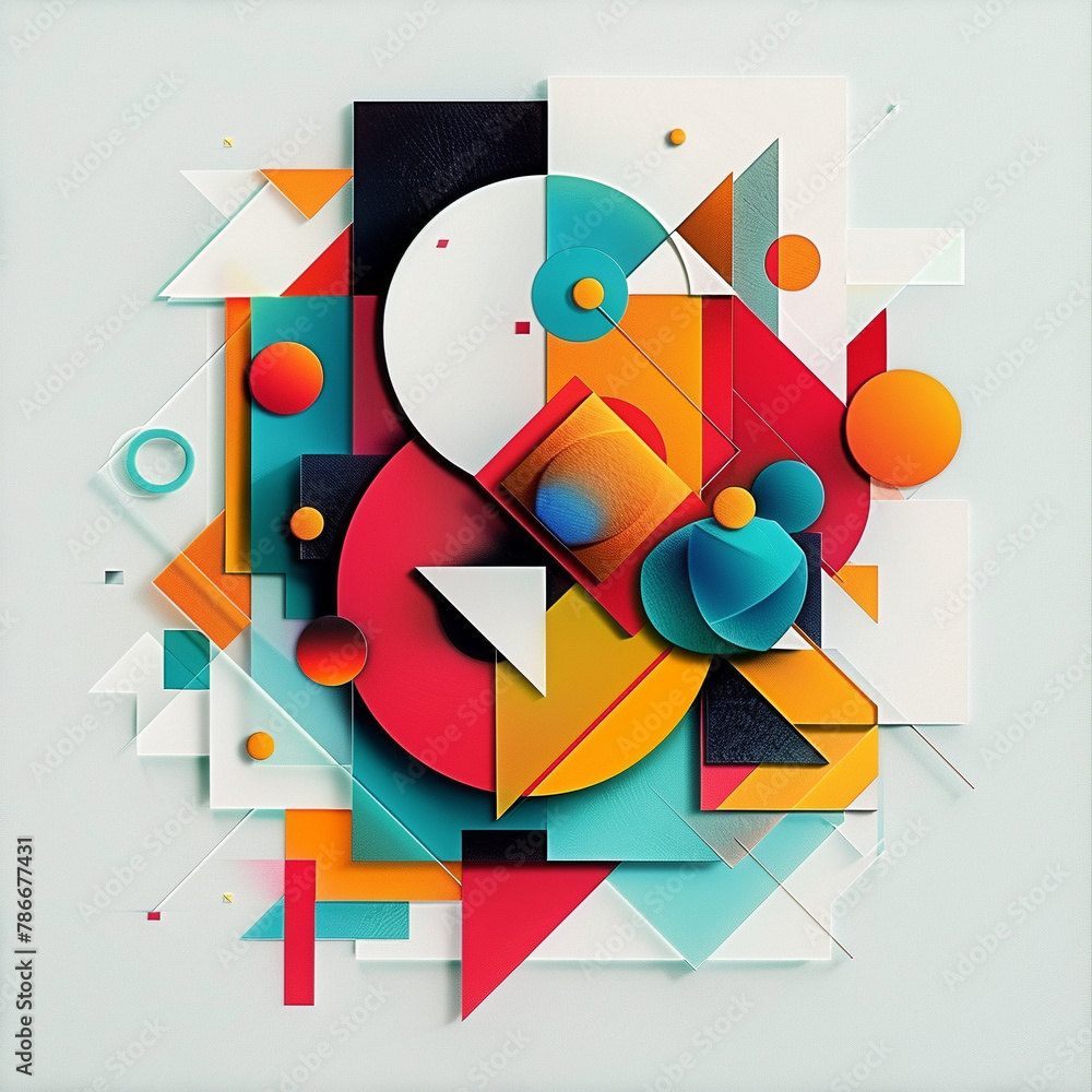 Obraz premium A beautiful illustration of different geometric shapes. Image made by artificial intelligence.
