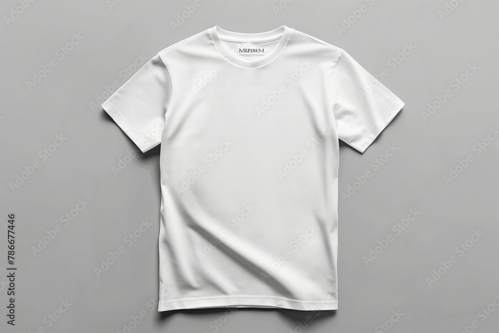 Mockup. White blank short sleeve t-shirt mock up on gray background Mockup. White blank short sleeve t-shirt mock up on gray background