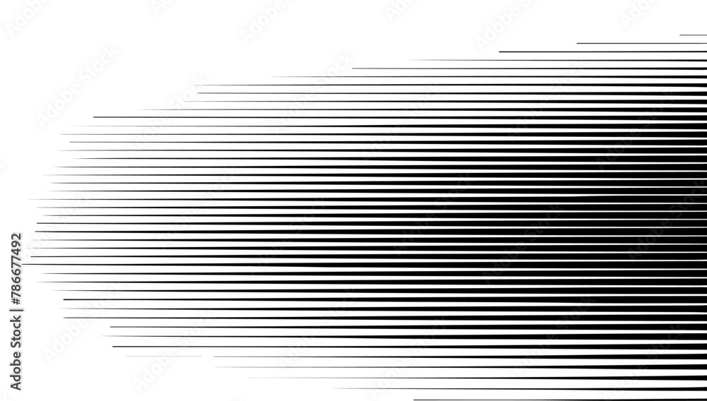 Horizontal line pattern. From thin line to thick. Parallel straight lines monochrome pattern geometric texture. Black streak. Faded dynamic backdrop. Vector illustration