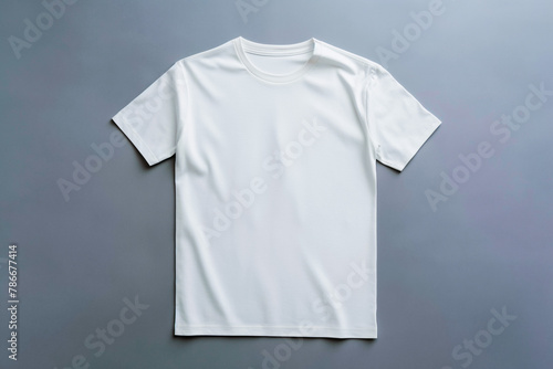 Mockup. White blank short sleeve t-shirt mock up on gray background