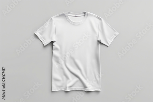Mockup. White blank short sleeve t-shirt mock up on gray background