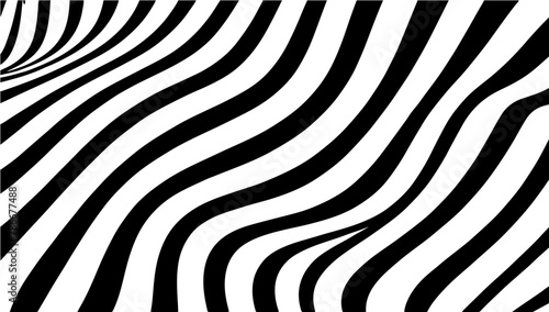 Horizontal line pattern. Halftone pattern  abstract background of rippled  wavy lines. Black white abstract background  curved horizontal stripes.Optical art  dynamic texture