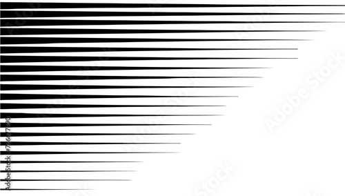 Horizontal line pattern. From thin line to thick. Parallel straight lines monochrome pattern geometric texture. Black streak. Faded dynamic backdrop. Vector illustration
