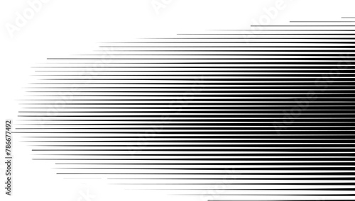 Horizontal line pattern. From thin line to thick. Parallel straight lines monochrome pattern geometric texture. Black streak. Faded dynamic backdrop. Vector illustration