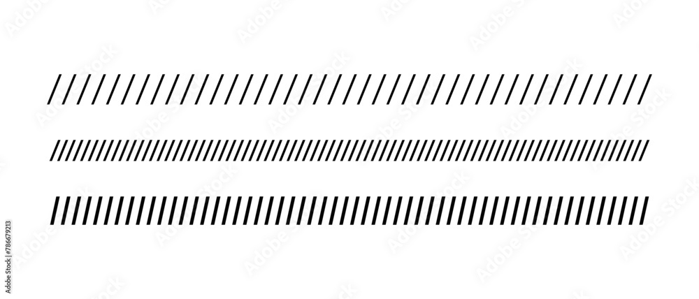 Slash line. Border with diagonal lines. Angle of tilt stripes. Black pattern of footer. Diagonal parallel lines divider strip. Tilt strip geometric abstract border. Slash divider. Vector illustration Slash line. Border with diagonal lines. Angle of tilt stripes. Black pattern of footer. Diagonal parallel lines divider strip. Tilt strip geometric abstract border. Slash divider. Vector illustration