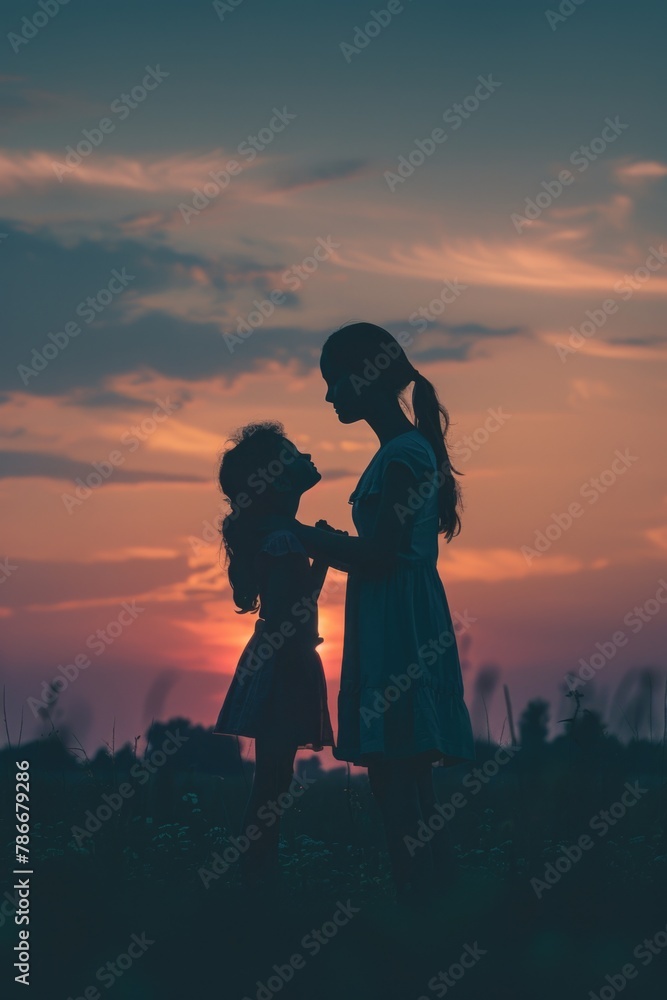 Two women standing together in a field, suitable for lifestyle and friendship concepts