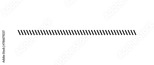 Slash line. Border with diagonal lines. Angle of tilt stripes. Black pattern of footer. Diagonal parallel lines divider strip. Tilt strip geometric abstract border. Slash divider. Vector illustration