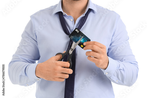 Young businessman cutting h...