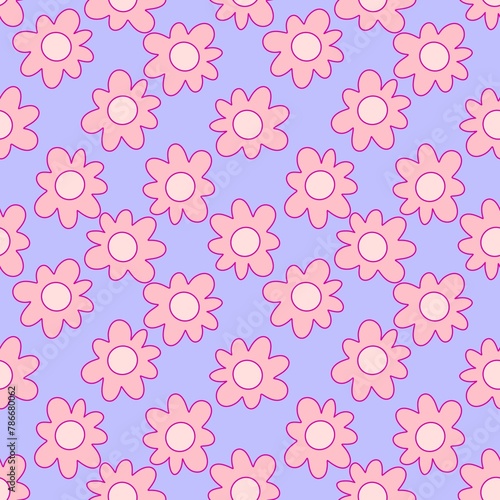 Cartoon retro flower seamless floral pattern for wrapping paper and fabrics and kids clothes print and party