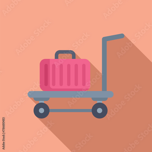 Support move carriage icon flat vector. Travel delivery. Luggage trolley