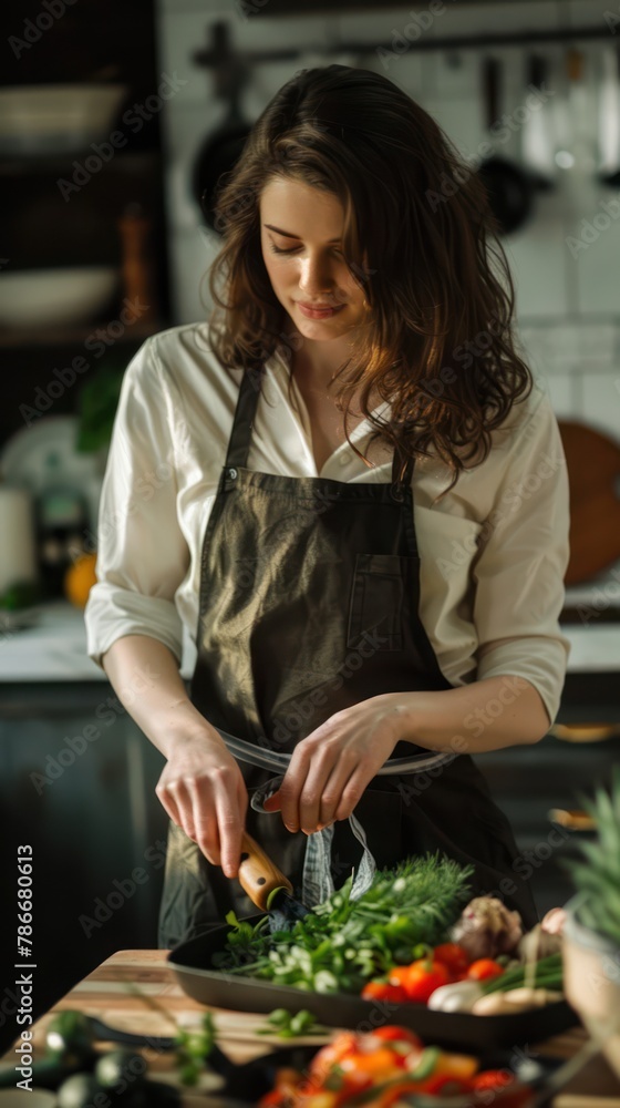 Young woman cooking in the kitchen at home. Healthy food concept. Young woman cooking in the kitchen at home. Healthy food concept.