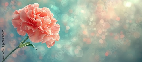 Elegant Single Peach Carnation Symbolizing Love for Mom on Mother's Day, Perfect for Card Design or Digital Wallpaper