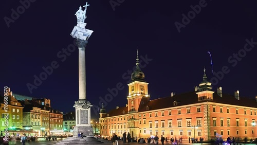 WARSAW, POLAND - APRIL 15 2018: Royal Castle in Warsaw is castle residency that formerly served throughout centuries as residence of Polish monarchs. Sigismund's Column, originally erected in 1644. photo