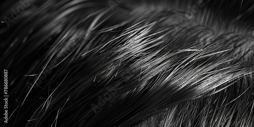 Detailed black and white photo of hair strands, perfect for beauty and fashion projects