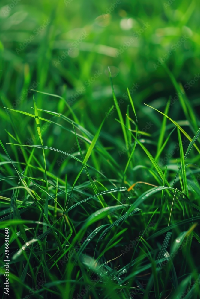 Detailed view of a lush green grass field, suitable for nature backgrounds