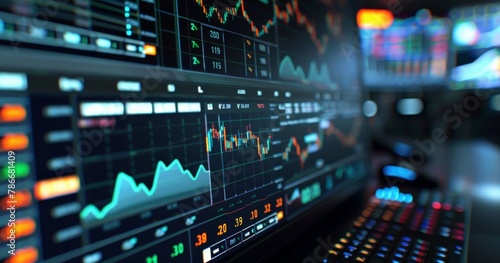 Stock Market Analysis: Trading Platform Insights and Financial Data Interpretation, Economic Trends on Digital Dashboard