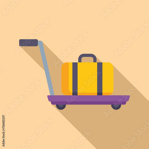 Support move luggage trolley icon flat vector. Security platform. Wheel cart
