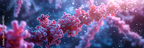 Glycoproteins Illustration 3D Image, Volumetric color illustration of a DNA molecule