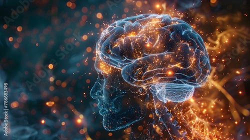 Visually Captivating Holographic Brain Imagery Showcasing Psychiatric Medication's Neuromodulatory Effects photo