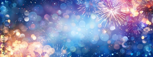 Vibrant firework display with a burst of colors in the night sky, Concept of celebration, festivity, and public events 