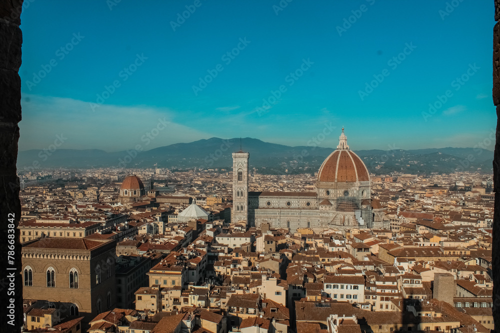 Fototapeta premium view from above of florence city with church