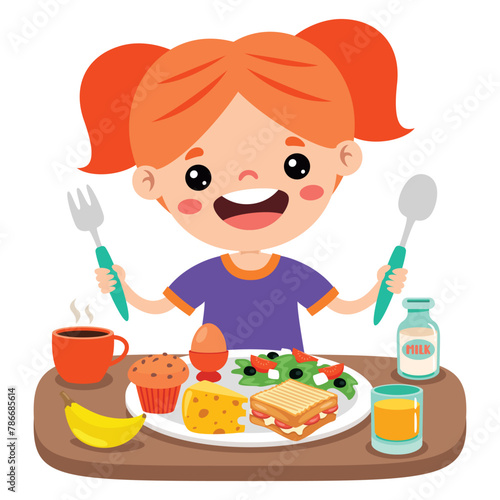 Food Concept With Cartoon Kid