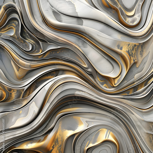 Abstract of grey and gold background in stone texture with style of fluid movement. Graphic resources concept.