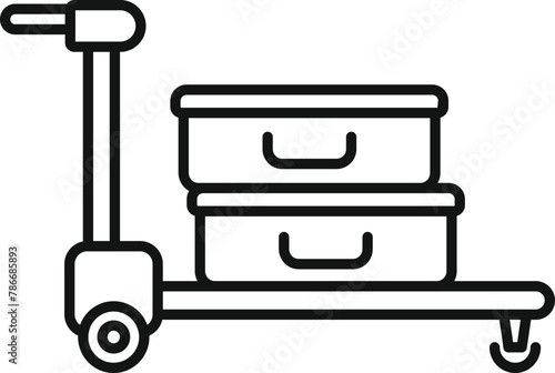 Move luggage trolley icon outline vector. Move weight. Help package