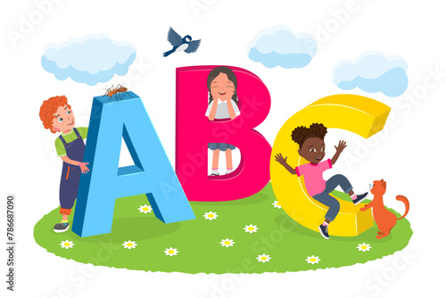Flat Vector Illustration of ABC, Learning Alphabet