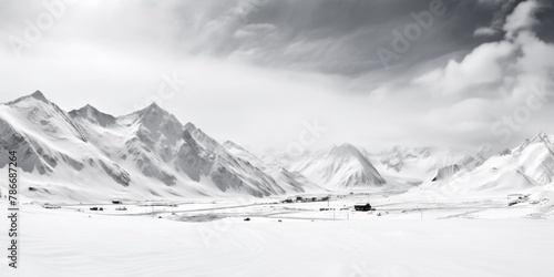 snow-capped mountain peaks Generative AI © Evghenii