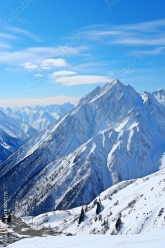 snow-capped mountain peaks Generative AI