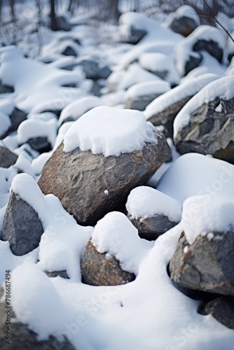 snowy stones Generative AI © Evghenii
