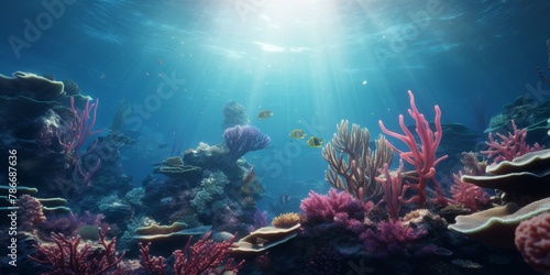 underwater world fish corals Generative AI #786687636