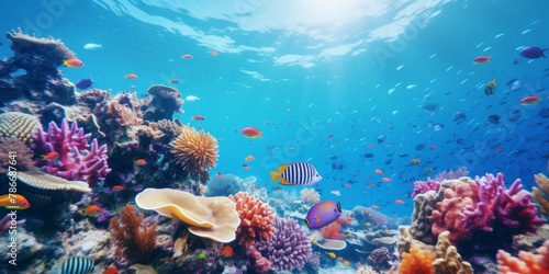 underwater world fish corals Generative AI #786687641