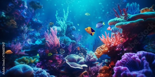 underwater world fish corals Generative AI #786687847