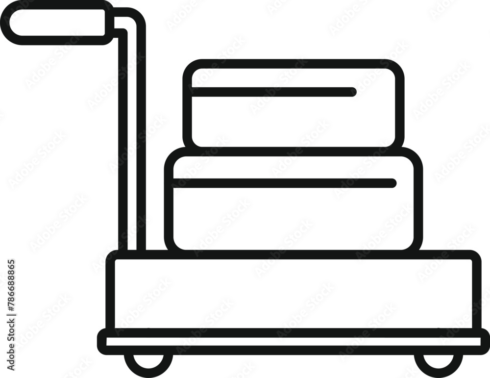 Support move trolley icon outline vector. Tour trip package. Metal balance Support move trolley icon outline vector. Tour trip package. Metal balance