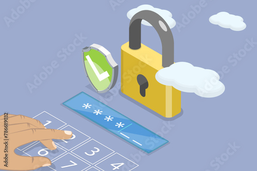 3D Isometric Flat Vector Illustration of Data Protection, Personal Information Security