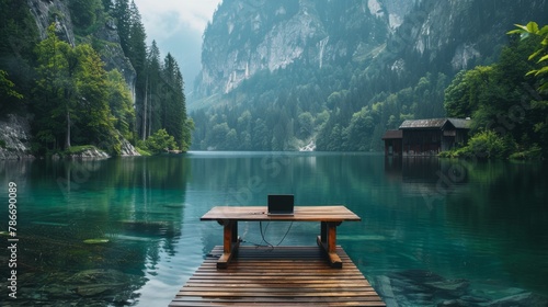 A serene website advertises digital detox retreats, perfect for unplugging from technology. photo