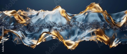 Gradient abstract gold and blue liquid background