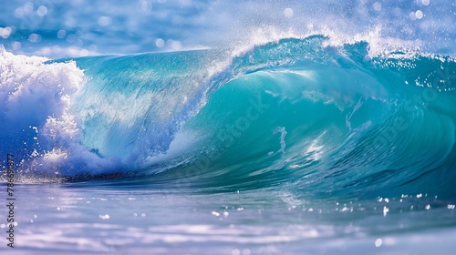 Image of a turquoise ocean wave.