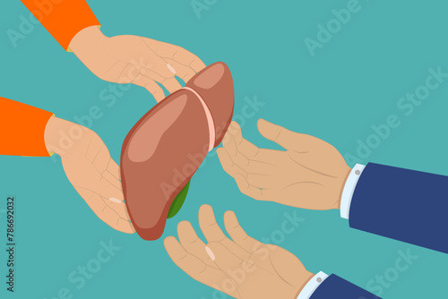 3D Isometric Flat Vector Illustration of Organ Donation, Healthy Liver