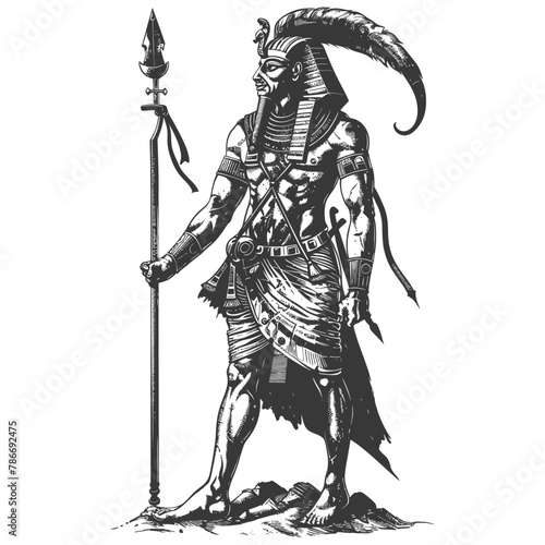 Pharaoh Male the egypt Mythical Creature image using Old engraving style