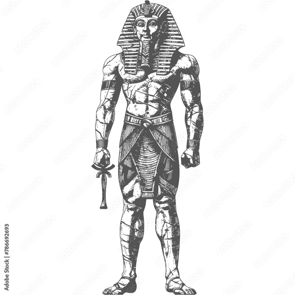 Pharaoh Male the egypt Mythical Creature image using Old engraving style Pharaoh Male the egypt Mythical Creature image using Old engraving style