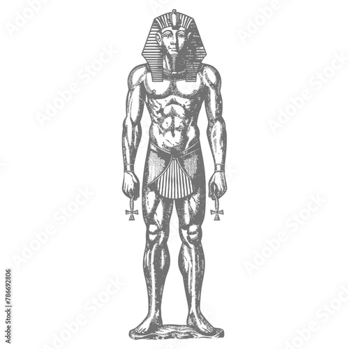 Pharaoh Male the egypt Mythical Creature image using Old engraving style