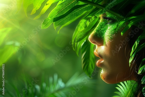 Sun-kissed Serenity: A Radiant Woman's Smile Sparkles Among Lush Greenery, Capturing a Moment of Pure Joy and Vitality, Generative AI, Generative AI